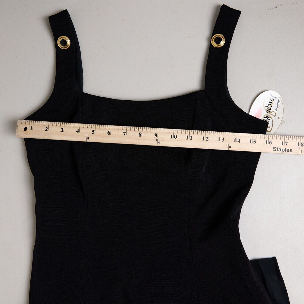 VTG Joseph Ribkoff Maxi Dress Sz 6 Black Fit & Flare Pleated Deadstock 90s Gala - Picture 7 of 16